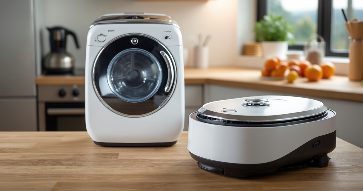 Saug- und Wischroboter im Einsatz in einer modernen Wohnung